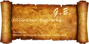 Gölöncsér Boglárka névjegykártya